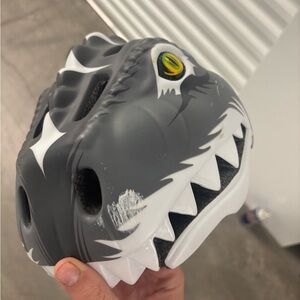 Apusale Dinosaur Cycling Helmet Gray Adjustable Fitting Hard Shell for Kids USED